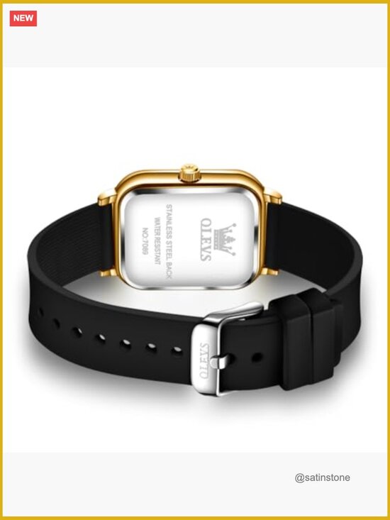 Square Dial Silicone Strap Elegant Quartz Waterproof Watch - Easy Read main image 5